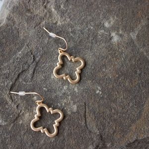 Matte Goldtone Quatrefoil earrings
